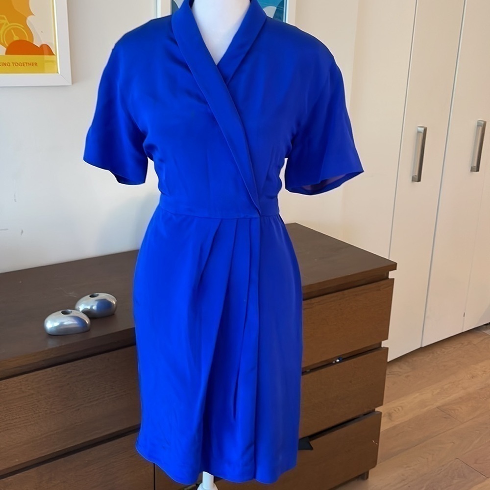ST GILLIAN VINTAGE 100% SILK blue dress
